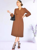 VESTIDO MIDI CAMISERO CON PRETINA TOFFEE