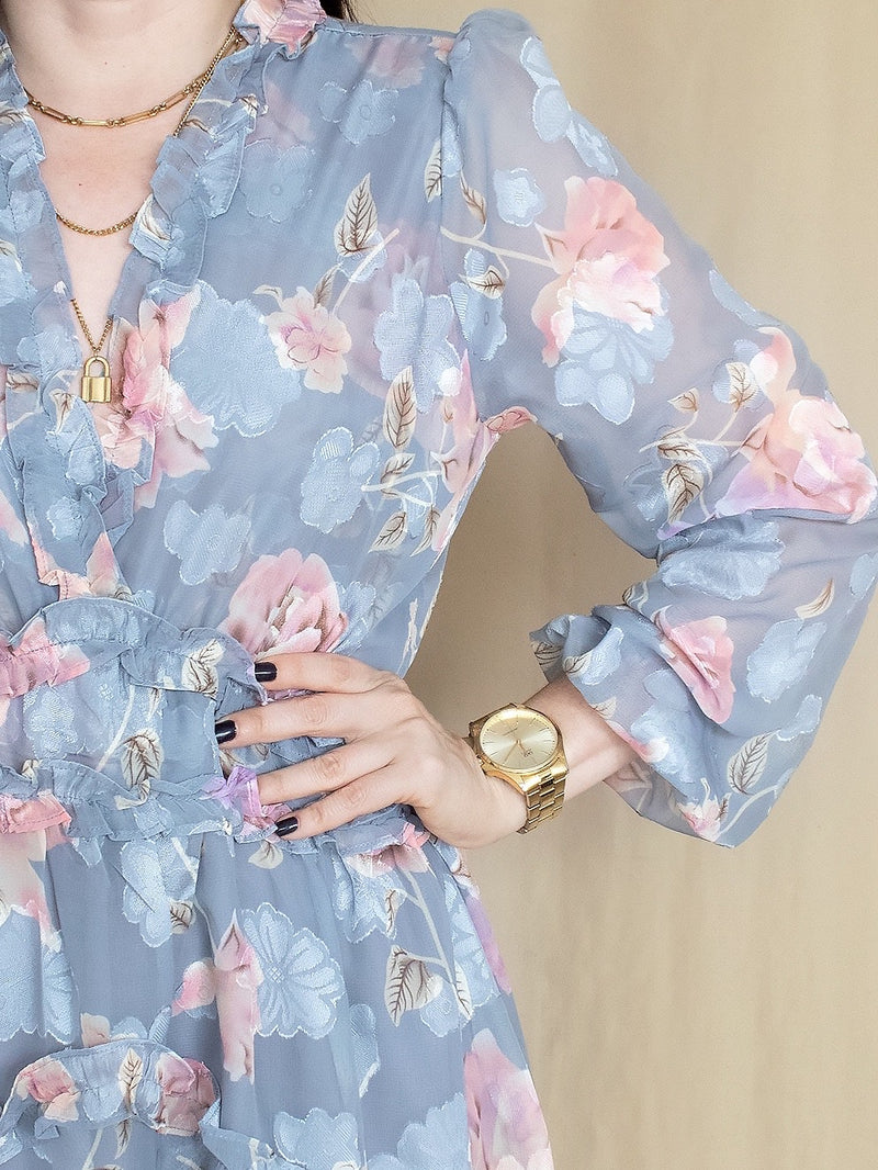 VESTIDO CORTO FULL BOBOS CON PRETINA ESTAMPADO PLOMO