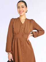 VESTIDO MIDI CAMISERO CON PRETINA TOFFEE