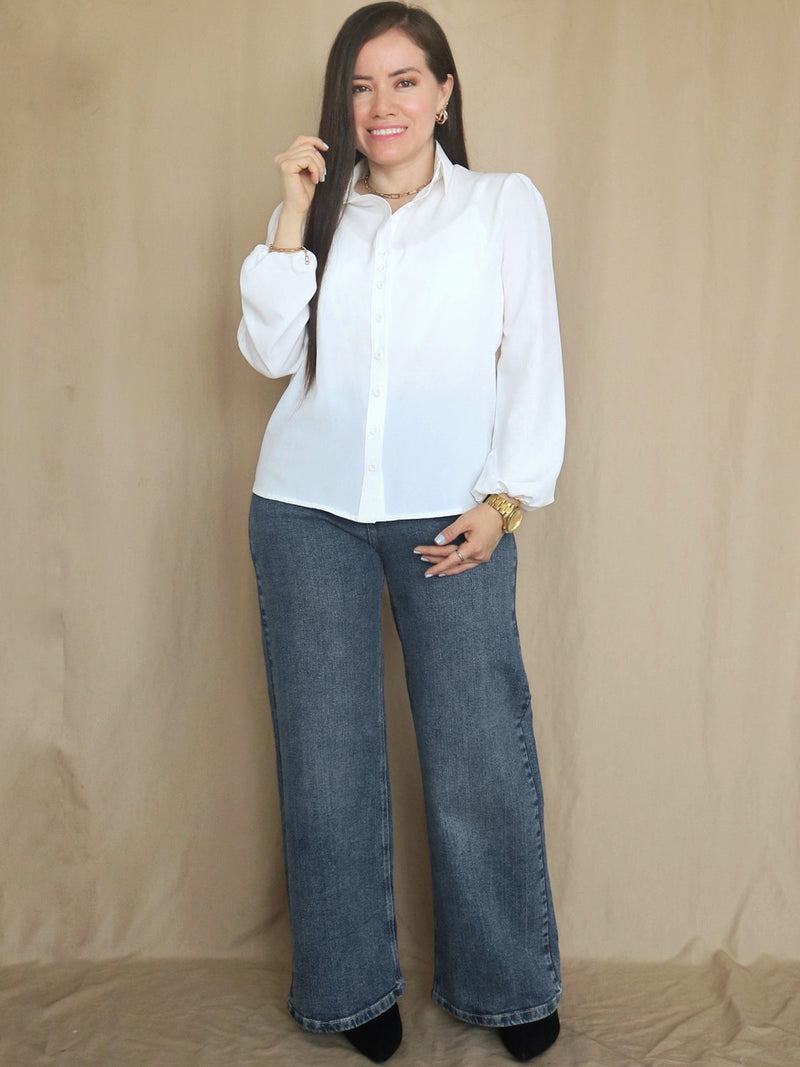 CAMISA MANGA ABULLONADA