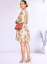 VESTIDO CORTO 1 VUELO ESTAMPADO NUDE