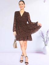 VESTIDO CORTO 2 CAPAS CHOCOLATE