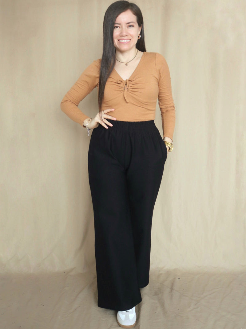 PANTALÓN BUZO PALAZO NEGRO