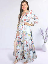 MAXIVESTIDO 3 TIEMPOS ESTAMPADO CREMOSO