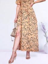 MAXIVESTIDO FULL BOBOS DOBLE PRETINA ESTAMPADO DURAZNO