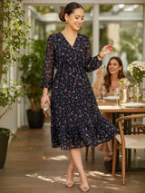 VESTIDO MIDI 3 TIEMPOS ESTAMPADO AZUL (O)