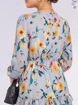 VESTIDO CORTO BOBO CENTRAL ESTAMPADO CELESTE ACERO