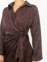 MAXIVESTIDO CRUZADO CON AMARRE CHOCOLATE