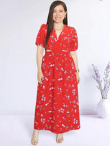 MAXIVESTIDO DOBLE PRETINA ESTAMPADO ROJO