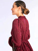 MAXIVESTIDO FULL BOBOS CON PRETINA GUINDA