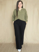 PANTALÓN BUZO PALAZO NEGRO
