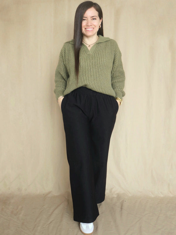 PANTALÓN BUZO PALAZO NEGRO