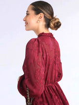 MAXIVESTIDO FULL BOBOS CON PRETINA GUINDA