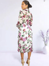 VESTIDO MIDI FULL BOBOS CON PRETINA ESTAMPADO HUESO