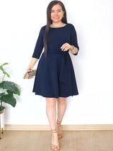 VESTIDO CORTO CON LAZO AZUL