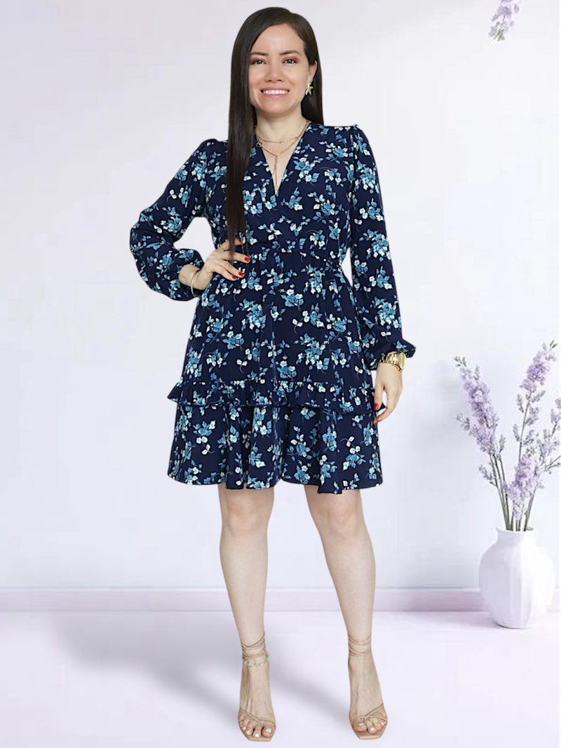 VESTIDO CORTO BOBO CENTRAL ESTAMPADO AZUL