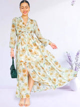 MAXIVESTIDO FULL BOBOS ESTAMPADO VERDE