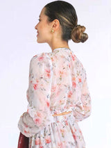 MAXIVESTIDO FULL BOBOS DOBLE PRETINA FLORES ROSAS