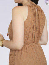 MAXIVESTIDO CUELLO HALTER 2 TIEMPOS CAMEL ENTERO
