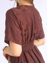MAXIVESTIDO PRETINA DRAPEADA MARRÓN MOCA