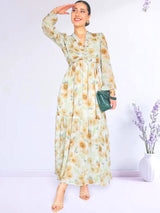 MAXIVESTIDO FULL BOBOS ESTAMPADO VERDE