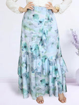 MAXIFALDA VUELOS PEQUEÑOS ESTAMPADO GRIS