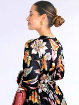 VESTIDO CORTO 2 TIEMPOS ESTAMPADO NEGRO
