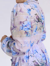 MAXIVESTIDO FULL BOBOS CON PRETINA ESTAMPADO LILA