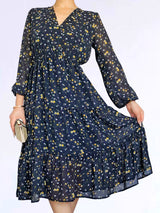 VESTIDO MIDI 3 TIEMPOS ESTAMPADO AZUL