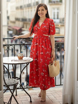 MAXIVESTIDO DOBLE PRETINA ESTAMPADO ROJO