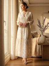 MAXIVESTIDO FULL BOBOS ESTAMPADO CREMOSO