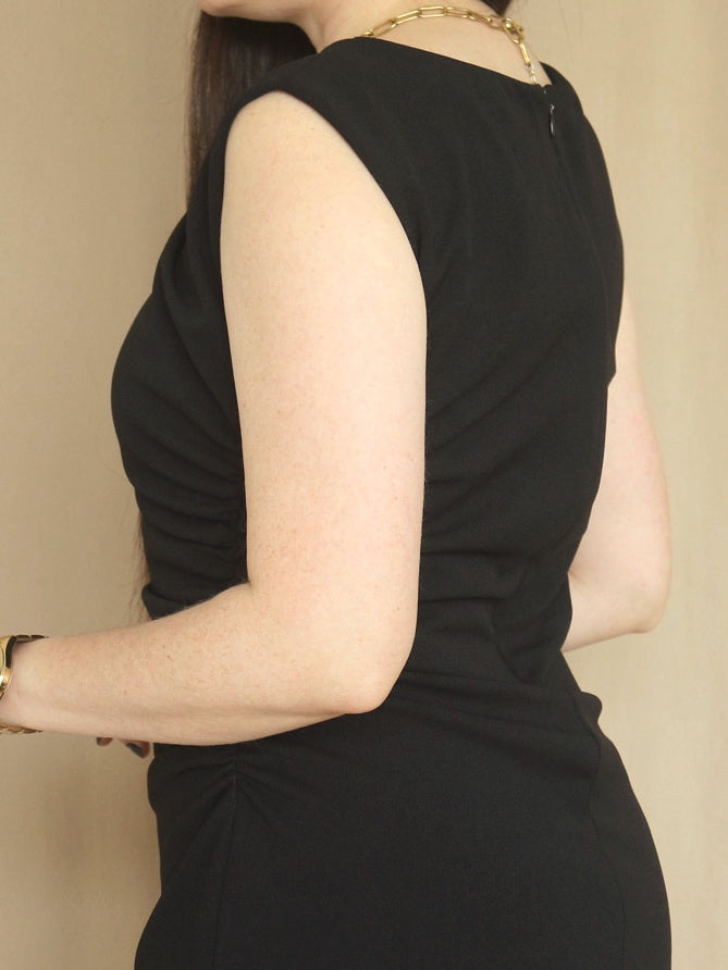 VESTIDO CORTO DRAPEADO NEGRO