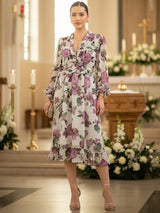 VESTIDO MIDI FULL BOBOS CON PRETINA ESTAMPADO HUESO