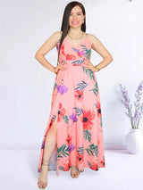 MAXIVESTIDO TIRAS CIERRE INVISIBLE ESTAMPADO MELÓN