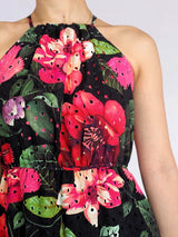 MAXIVESTIDO CUELLO HALTER 2 TIEMPOS ESTAMPADO NEGRO