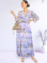 MAXIVESTIDO FULL BOBOS CON PRETINA ESTAMPADO LILA (F)