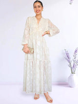 MAXIVESTIDO FULL BOBOS ESTAMPADO CREMOSO