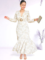 MAXIVESTIDO HEBILLA ESTAMPADO IVORY