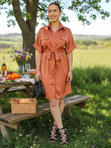 VESTIDO CORTO CAMISERO OVERSIZE MANDARINA ENTERO