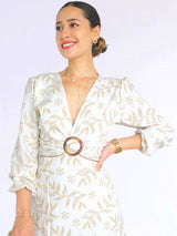 MAXIVESTIDO HEBILLA ESTAMPADO IVORY