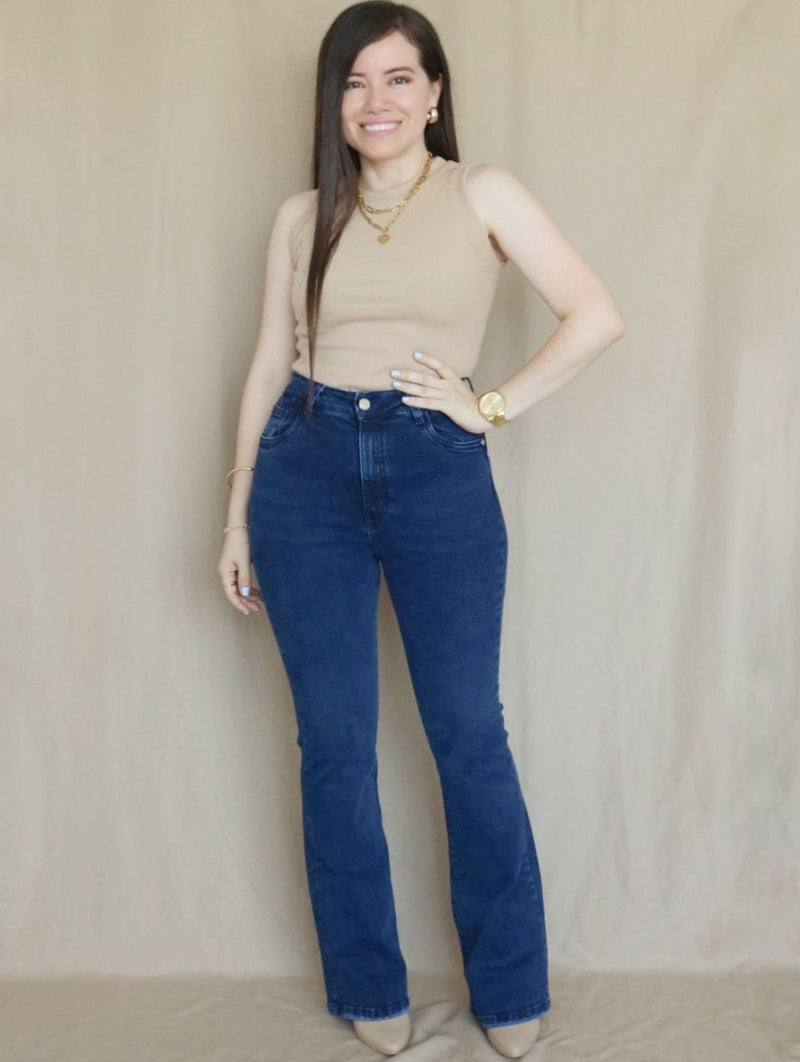 PANTALÓN FLARE JEAN AZUL