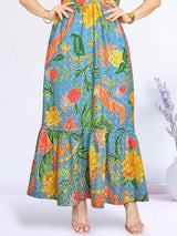 MAXIVESTIDO ESCOTE CORAZÓN ESTAMPADO ACERO