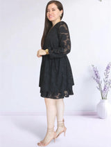 VESTIDO CORTO 2 CAPAS NEGRO