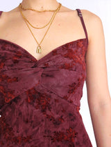 MAXIVESTIDO TIRAS MESH NUDO BORGOÑA