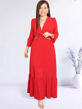 MAXIVESTIDO HEBILLA ROJO ENTERO