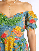 MAXIVESTIDO ESCOTE CORAZÓN ESTAMPADO ACERO
