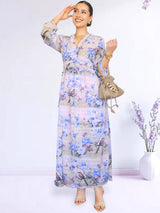 MAXIVESTIDO FULL BOBOS CON PRETINA ESTAMPADO LILA (F)