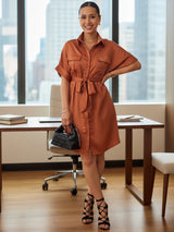 VESTIDO CORTO CAMISERO OVERSIZE MANDARINA ENTERO