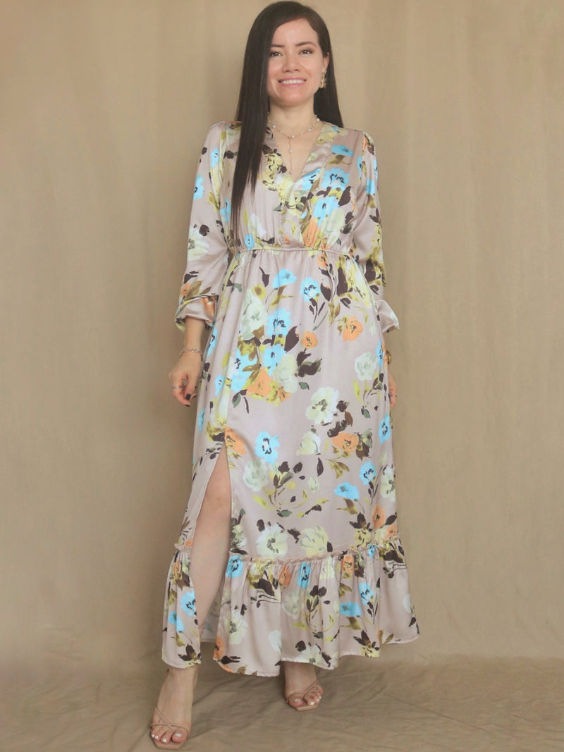 MAXIVESTIDO 2 TIEMPOS ESTAMPADO NUDE