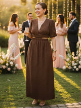 MAXIVESTIDO DOBLE PRETINA CHOCOLATE